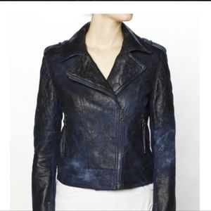 PAIGE Sacha lambskin leather and silk lined moto jacket